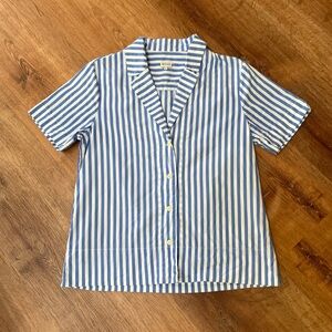 Kule womens striped button down shirt size XS cotton nautical preppy blue v neck